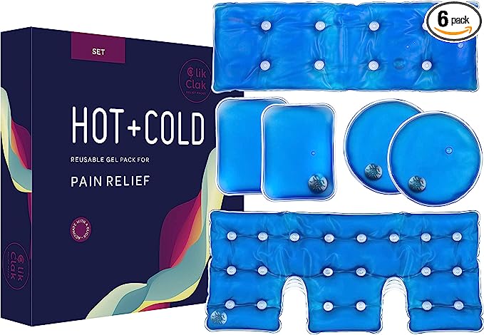 Reusable Click Instant Hot Cold Gel Pack Set For Hand/Neck/Back/Stomach  Massage